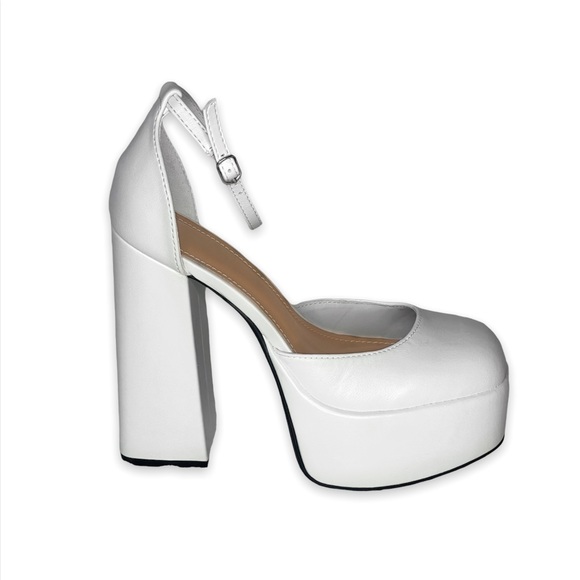 White Platform Block High Heels - Picture 9 of 14